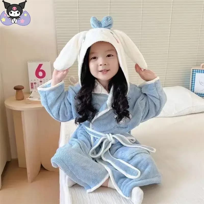 Accappatoio per Bambini Anime Kuromi, Asciugamano con Cappuccio Kawaii, Spesso e Assorbente, Asciugatura Rapida, Morbido, con Cappello per Asciugare i Capelli