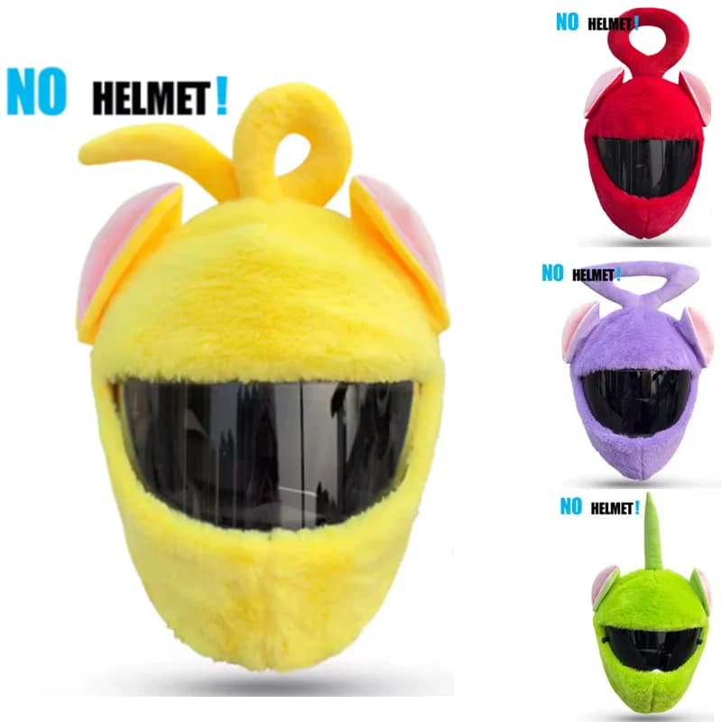 Cartoon Fluffy Plush Set For Motorcycle Full-Face Protective Case Motorbike Safety Trendy Helmet Protection Headgear Cover