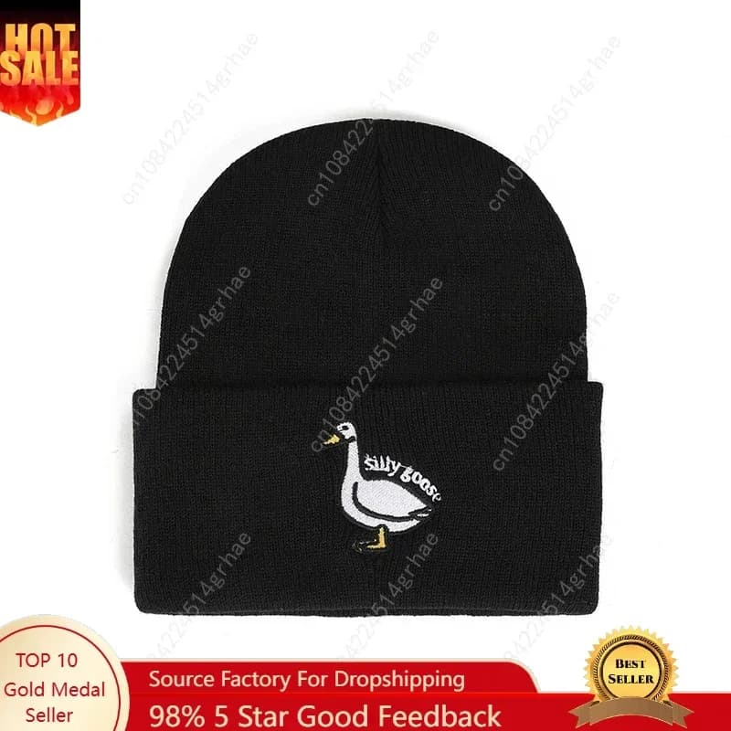 Embroidered Knit Beanie Winter Warm Outdoor Skull Cap for Women and Men Cute Cold Resistant Accessories
