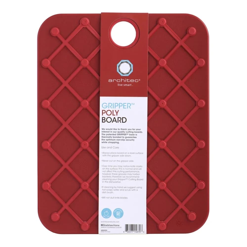 Tagliere in polipropilene antiscivolo 14x11 Tagliere da cucina resistente Lavabile in lavastoviglie Scanalature per succhi Fondo con pinza Rosso