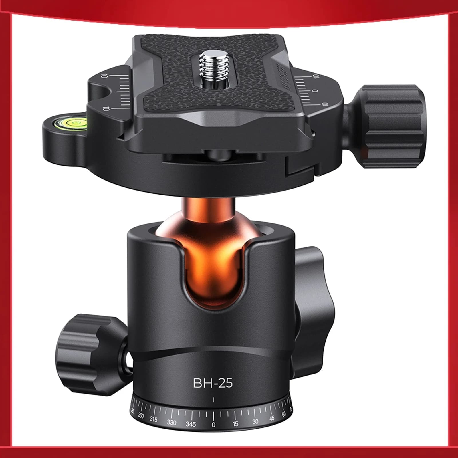 Ballhead Tripod Mount Adapter 25mm Large Ball Head Adapter with Quick Release Plate 1/4 Inch Screw Connector Aluminium Alloy