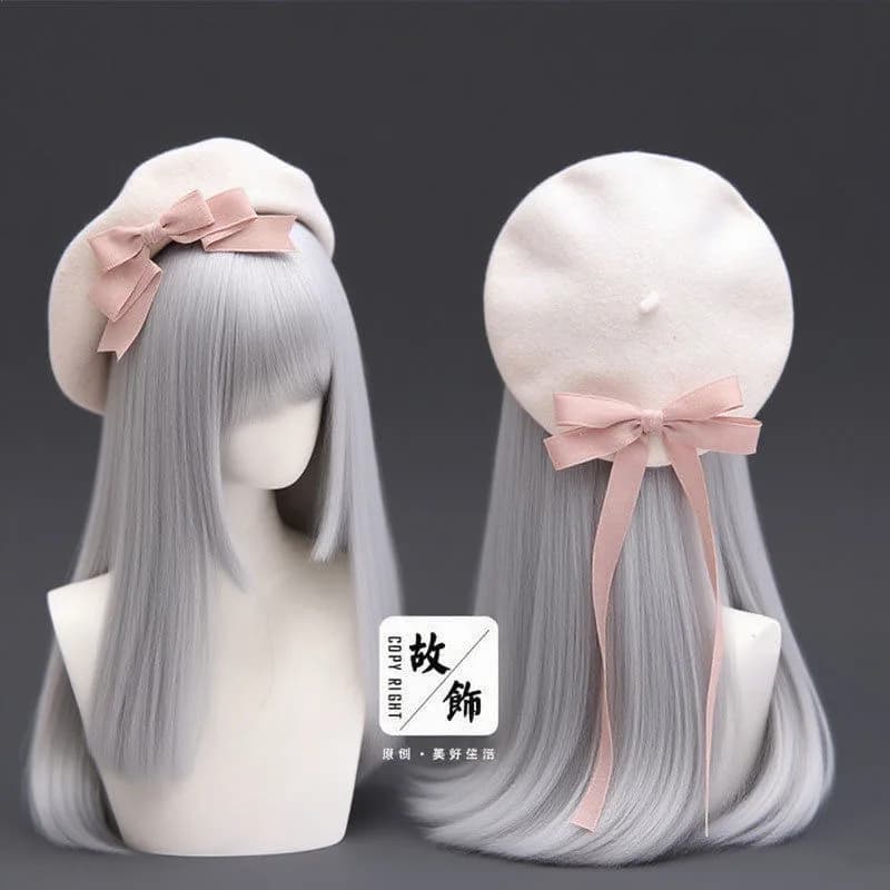 Cappello invernale da donna lolita cosplay berretti y2k accessori carino nucleo berretto da donna arco copricapo per donna cappello da donna y2k cappello giapponese