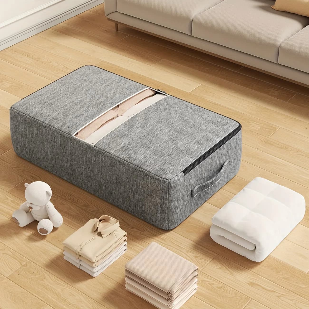 1pc Large Capacity Underbed Clothing Storage Bag Quilt Blanket Storage Bag Foldable Pants Coat Storage Bag Wardrobe Organizer