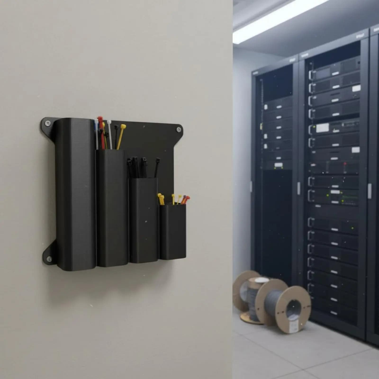 Porta fascette stringicavo da parete dal design semplice, facile da installare, con tasche multiple per officina e garage