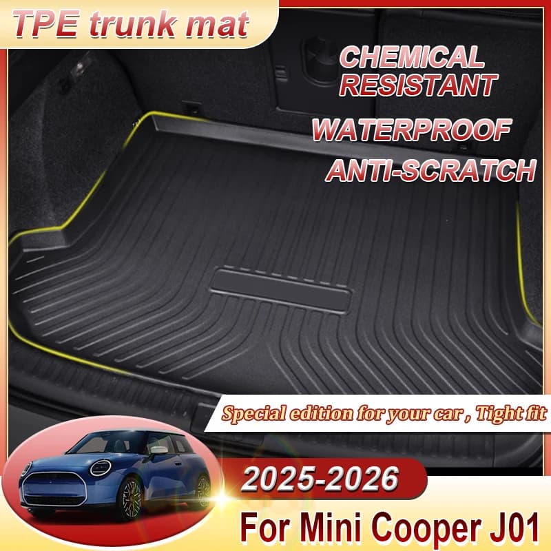 Car Trunk Mat For Mini Cooper J01 2025 Accessories SE Hatch 3-doors 2026 TPE Car Boot Tray Liner Waterproof Mats Car Accessories