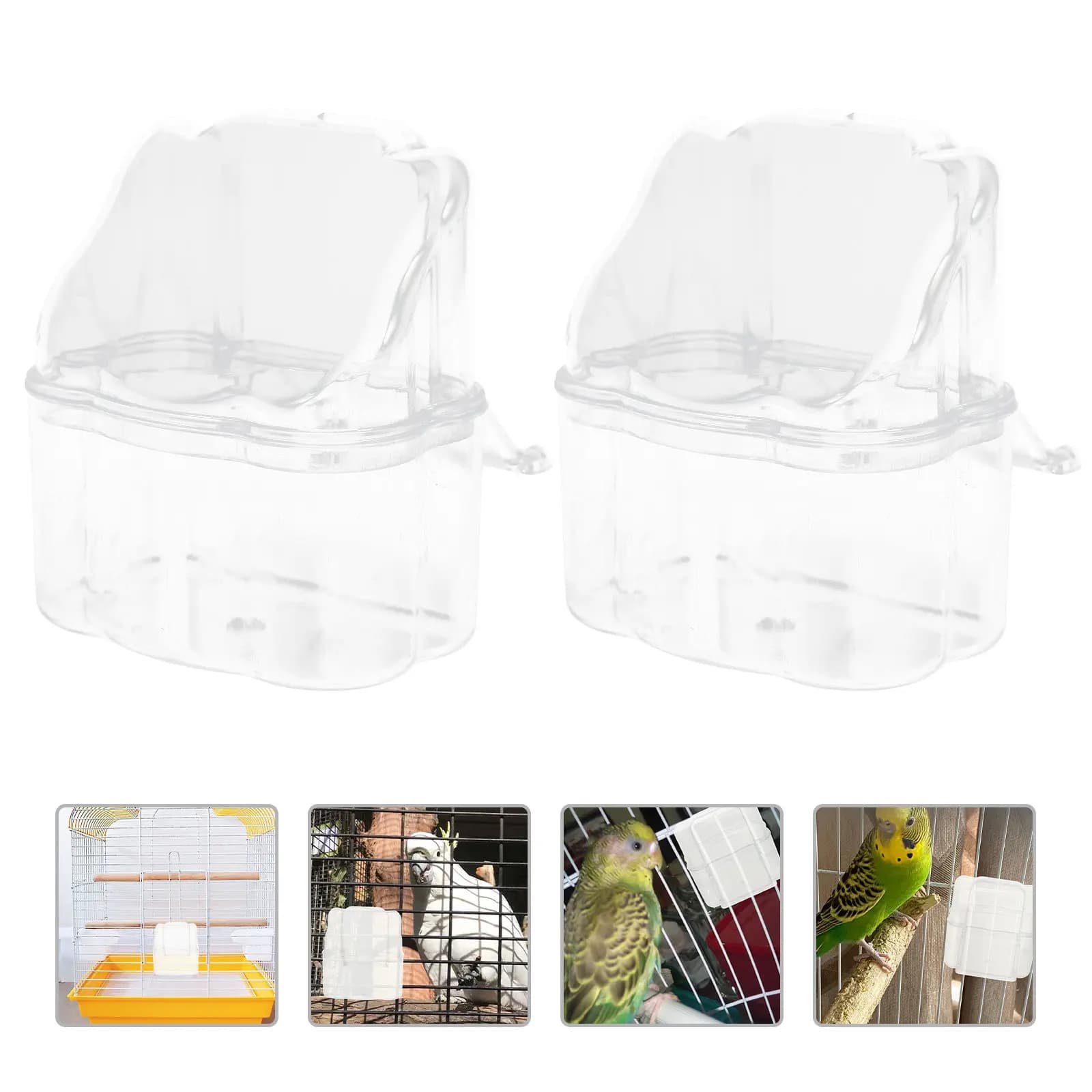 2 Pezzi Mangiatoia per Uccelli in Plastica, Contenitore Anti-Rovesciamento per Pappagalli, Canarini, Caturri, Fringuelli - Leggero e Lavabile