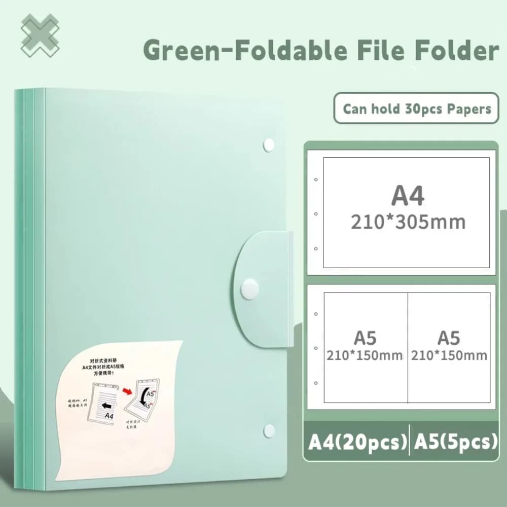 New A5 To A4 File Folder Waterproof Large Capacity Exam Paper Storage Clip Foldable File Contract Folder Stationery
