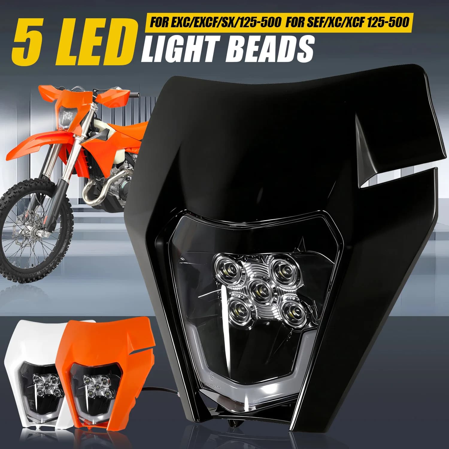 5 LED Universal Headlight for KTM SXF XCF 125 200 250 300 350 450, Motorcycle Accessories and Pit Bike