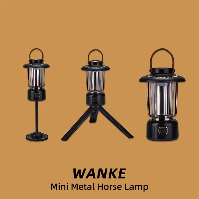WELLHIKE Outdoor Metal Horse Light Mini Outdoor Camping Light Pigna Ambiente con torcia Treppiede con bocca filettata 1/4
