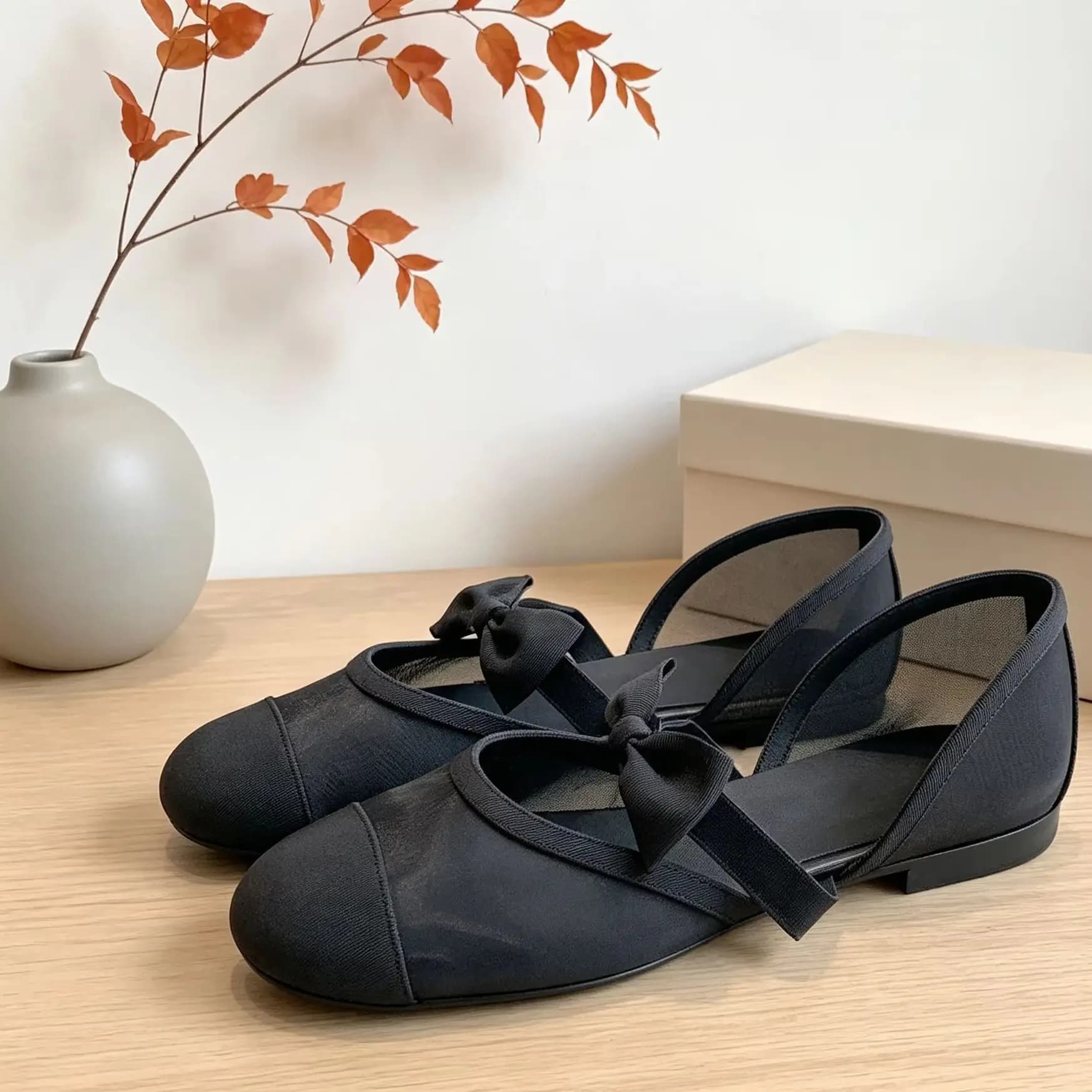 Women's 2026 Summer Black Leather Round Toe Sandal Flat Mary Janes Grosgrain Bow Elegant Daily Office Ladies Daily Dress Shoes
