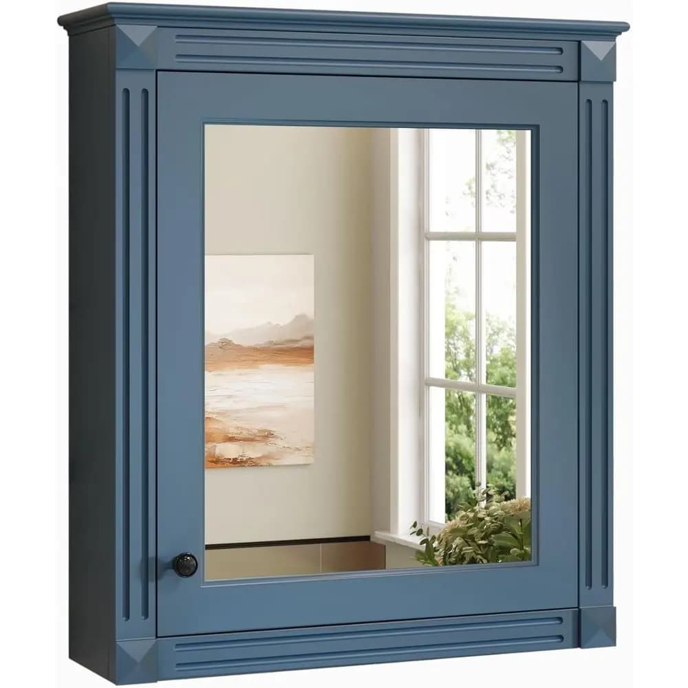 Over-the-Toilet Mirrored Medicine Cabinet with Adjustable Shelves, 24x28 Bathroom Storage