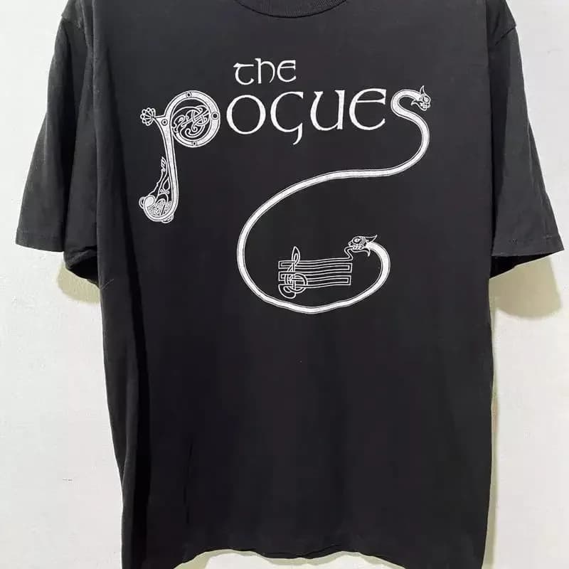 Vtg The Pogues Heavy Cotton Black T Shirt Full Size For Men TR224