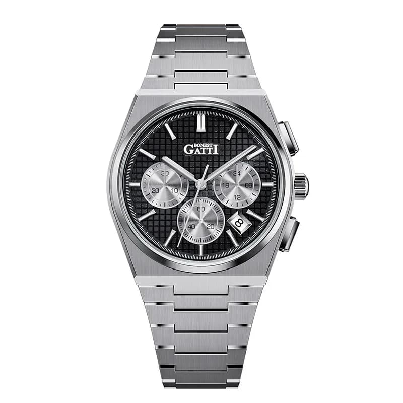 BONEST GATTI Orologio cronografo da uomo 42mm Orologio da polso al quarzo 30m Impermeabile Specchio in zaffiro Quadrante luminoso a nido d'ape
