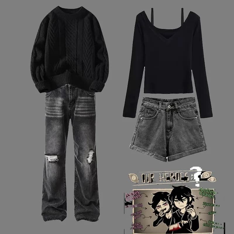 La bara di Andy e Leyley Andrew Ashley Cosplay Costume parrucca Halloween Party coppia uniforme vestito nero Top pantaloni vestito scuro