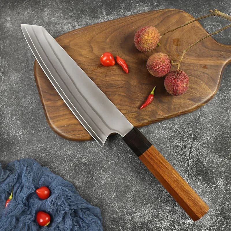 Coltello Kiritsuke da 8 pollici Lama in acciaio rivestito a 9 strati VG10 Manico in legno Mannaia da chef affilata Affettare Coltello da cucina giapponese Strumenti di cottura