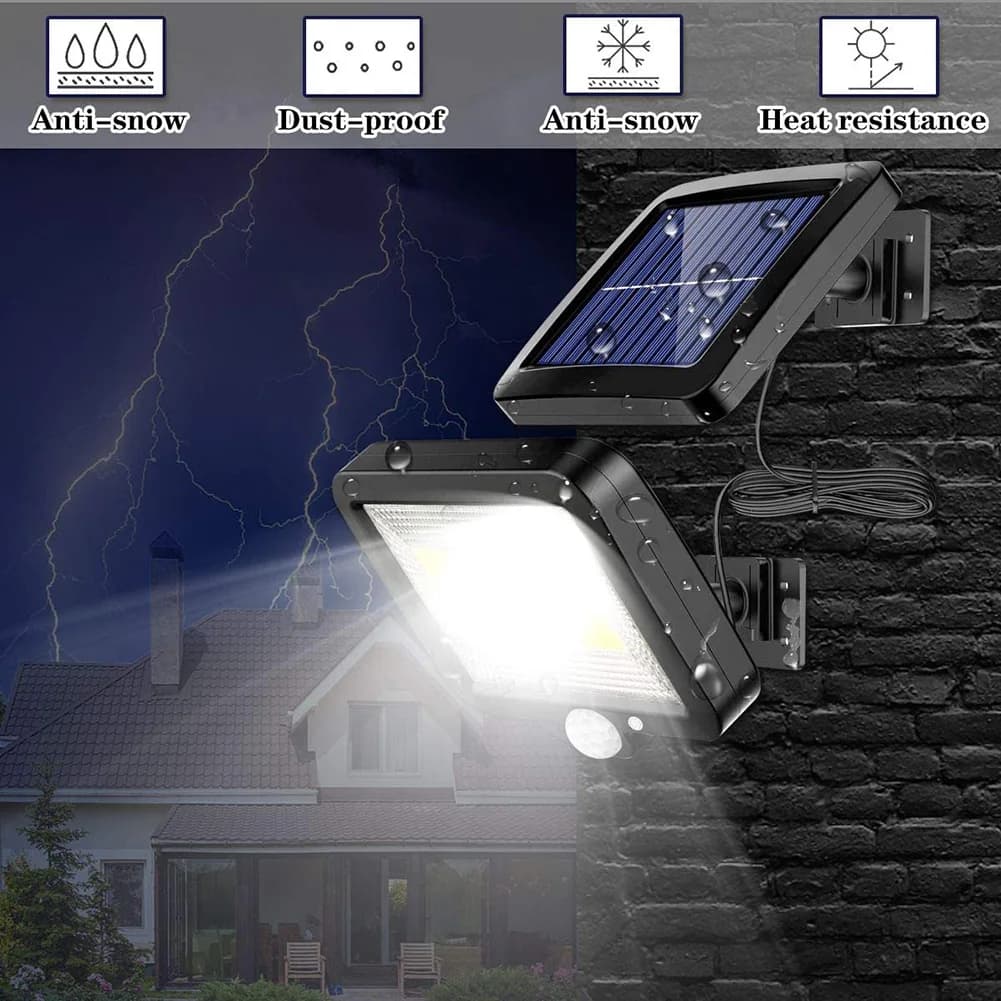 160 LED Luce solare Sensore di movimento PIR Ricarica Lampada da parete solare IP67 Lampada solare esterna impermeabile Cortile Giardino Lampione stradale