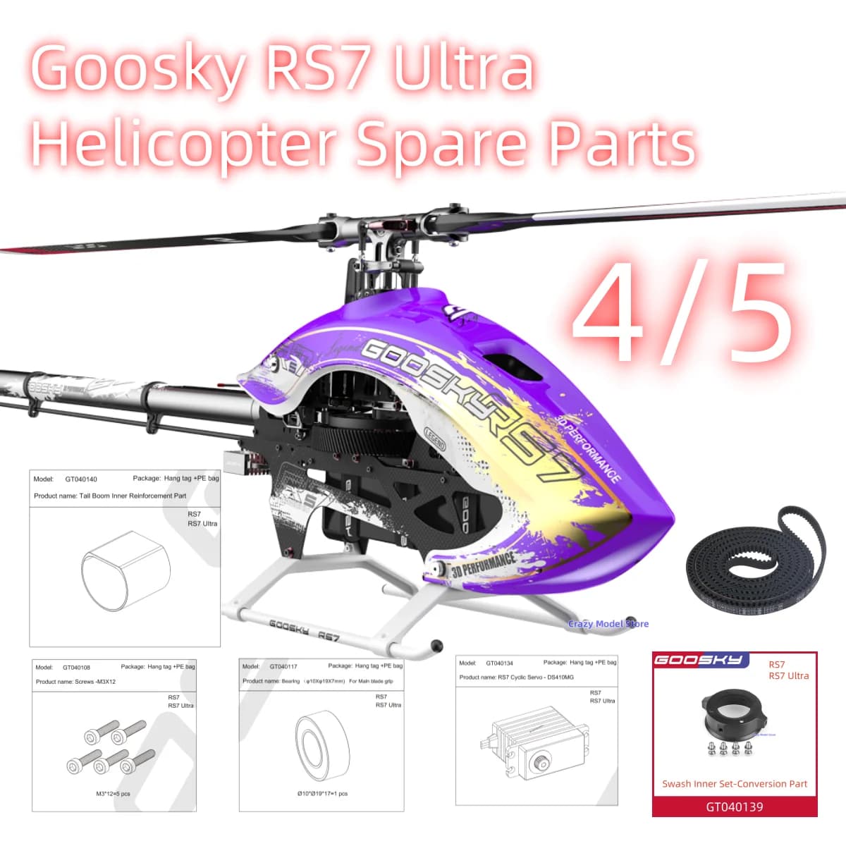 Pezzi di ricambio per elicottero Goosky RS7 Ultra 700 3D Parte 4 IV 4/5