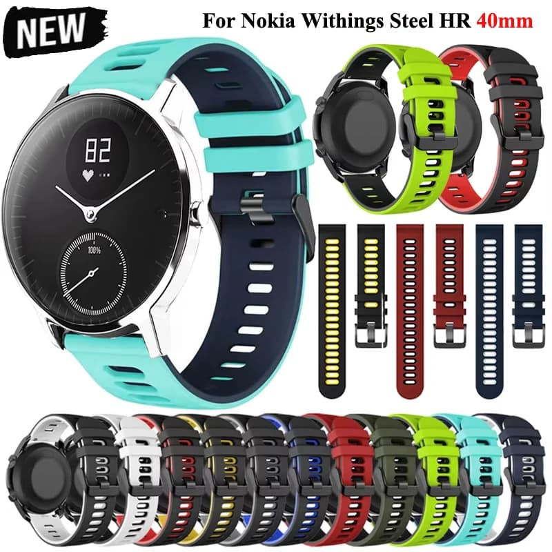 Cinturino in silicone da 20 mm per Nokia Withings Steel HR 40MM/Sport 40mm cinturino da polso Smartwatch per Withings ScanWatch 42mm cinturino