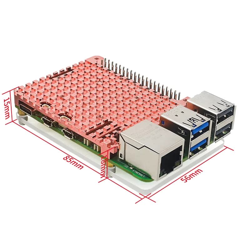 Housing for heat dissipation Raspberry PI 5, pure copper heat sink of motherboard, small fan can be installed