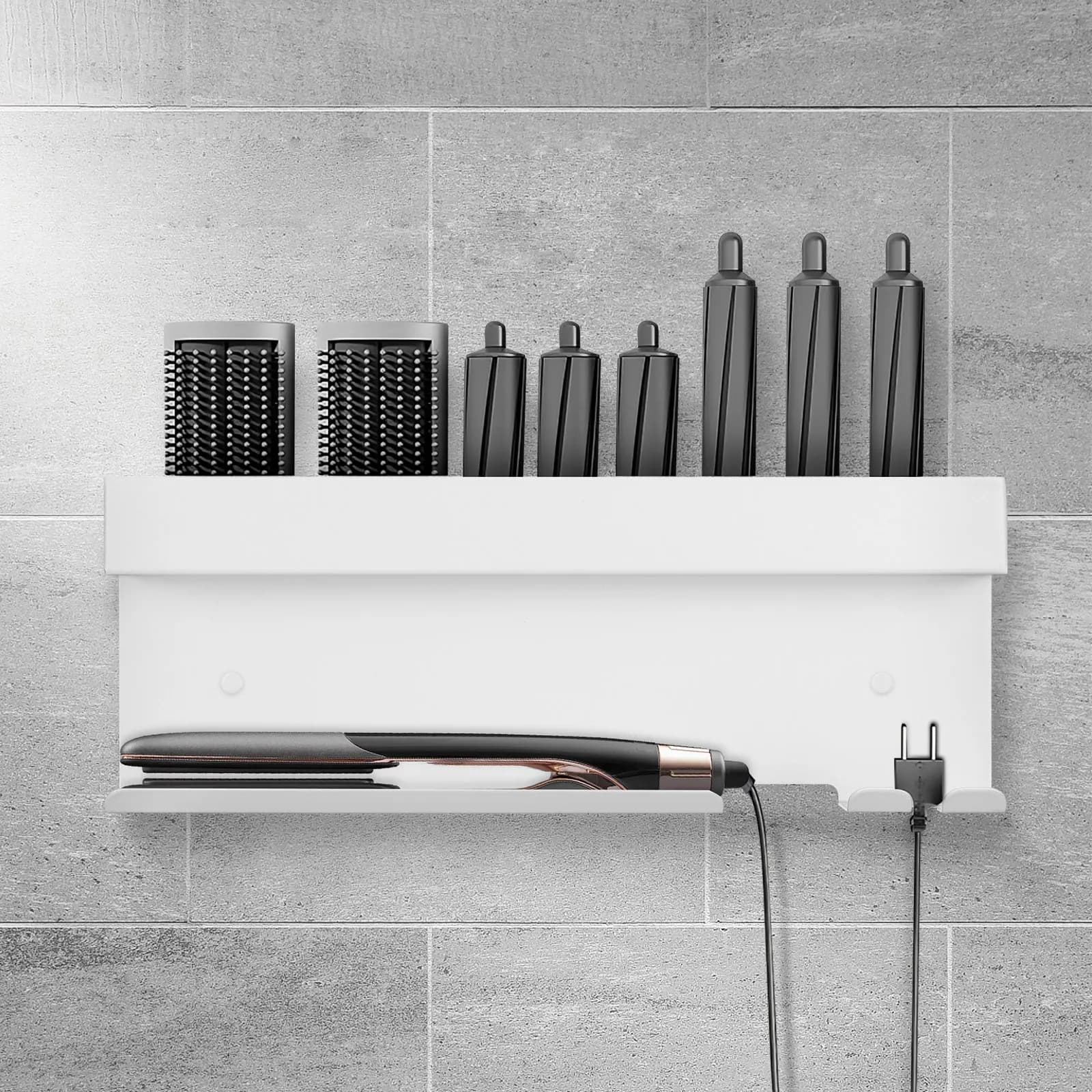 Holder for Hair Dryer, Aluminum Wall Organizer for Hair Tools, Iron Door Hair Clips, Free Hand Hair Dryer