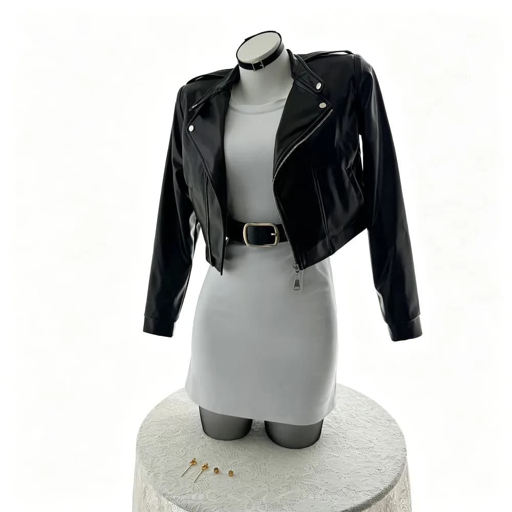 Smoking Behind the Supermarket with You Yamada Tayama Full Cosplay Costume Set, Women Cool Motorcycle Leather Jacket Outfit