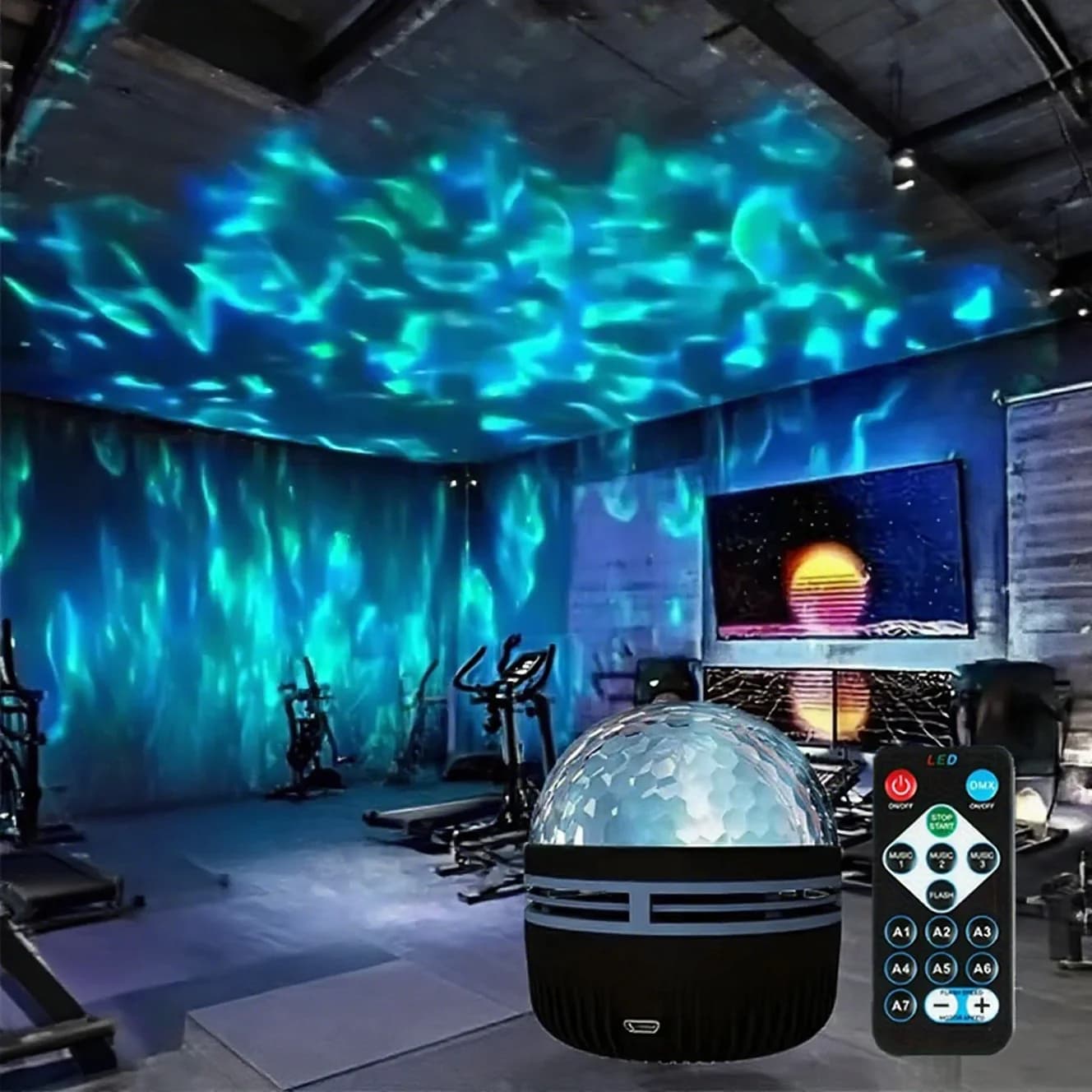 Luce Notturna LED Proiettore Cielo Stellato Galassia Onde Oceaniche con Telecomando 7 Colori USB per Feste, Camere da Letto, Decorazioni, Regalo per Bambini