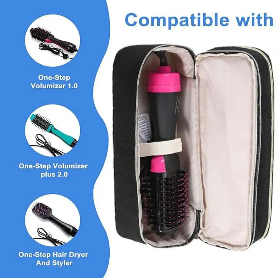 Dual layer travel case compatible with REVLON One Step Blow Hair Dryer Original and Styler Brush (Only bag)