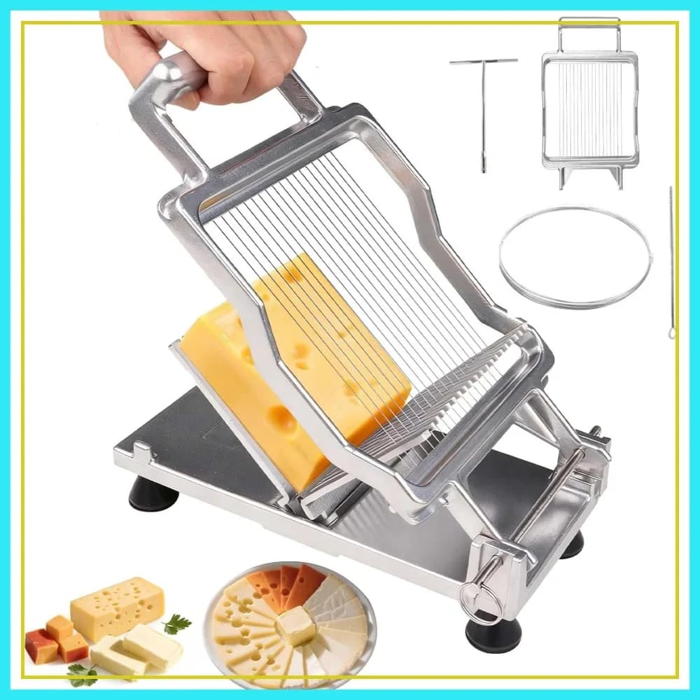 Affettatrice per Formaggio con Filo da 6mm, Tagliere Regolabile, Acciaio Inossidabile 316, Utensile da Cucina per Formaggio e Burro