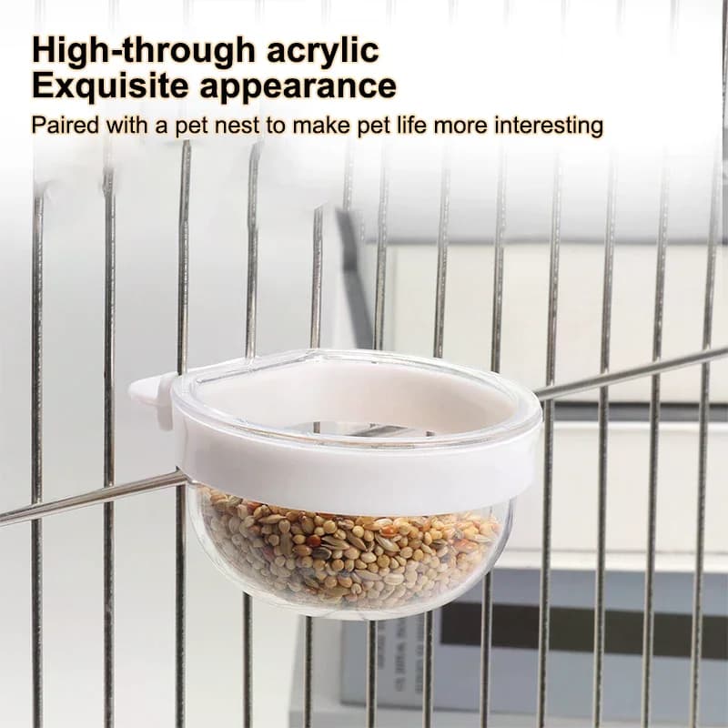 Ciotola per l'Alimentazione degli Uccelli, Contenitore Trasparente Rimovibile in Plastica, Tazza per Cibo da Appendere alla Gabbia, Comodo Abbeveratoio per Pappagalli, Accessori per Animali Domestici