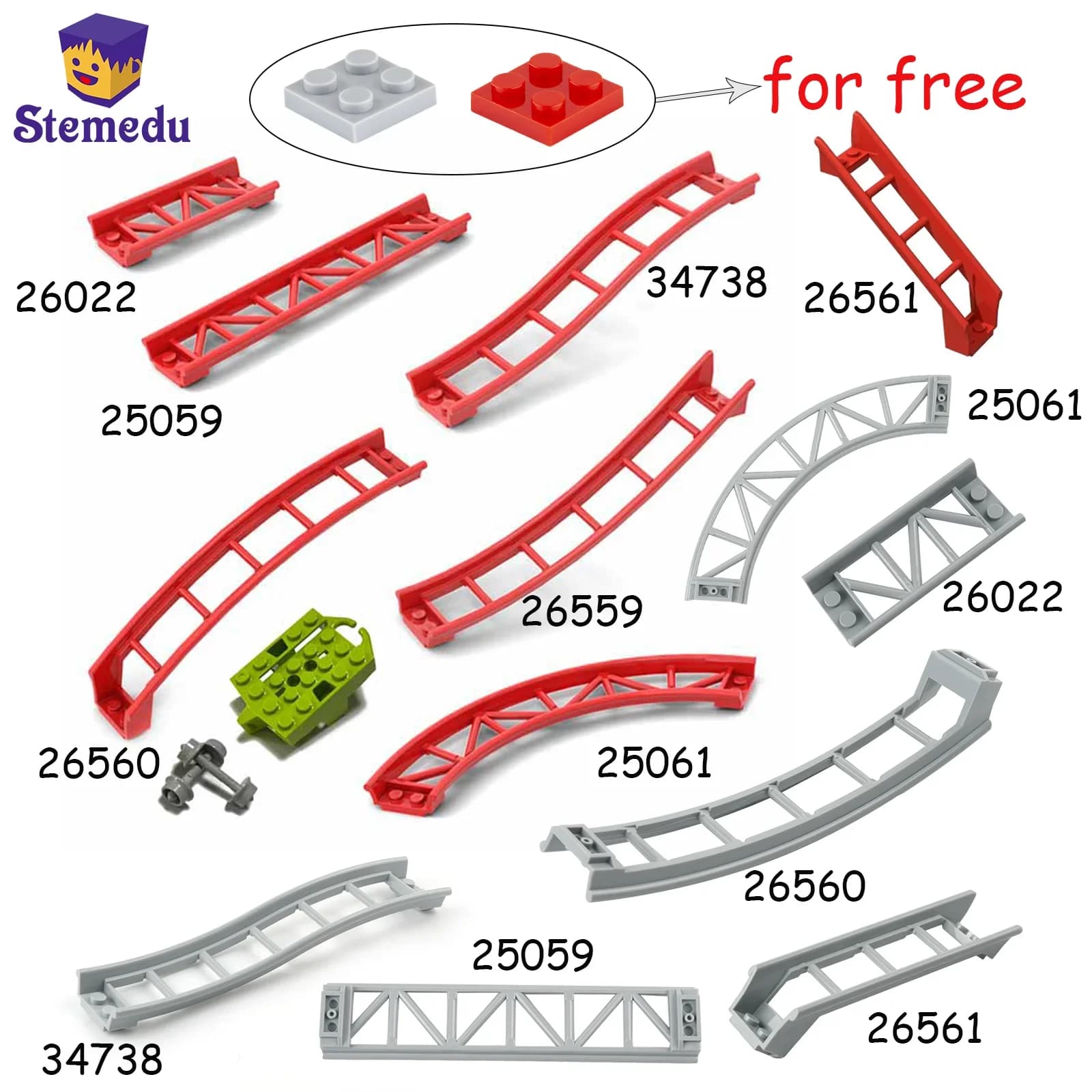 10PCS Pista Montagne russe Ferrovia Città Treno Parte Tecnica Building Blocks Regalo per I Bambini Compatibile Leduo 26022 25059 25061