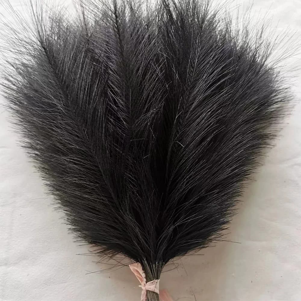100PCS Fluffy Pampas Grass Boho Black Artificial Flower Decor pianta finta Reed simulato Party Wedding Home Table Pampas Grass