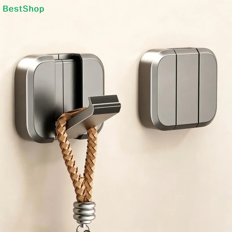 Foldable Wall Hook Punch-free Hidden Door Key Hooks Towel Hanging Rack Kitchen Bathroom Towel Hanger Coat Clothes Hooks
