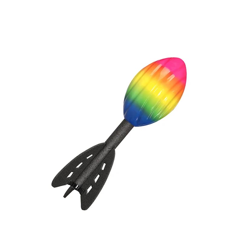 29 cm Arcobaleno Schiuma A Spirale Razzo Calcio Giocattolo da lancio a mano Giocattolo per freccette a lunga distanza all'aperto Gioco di lancio divertente integrativo