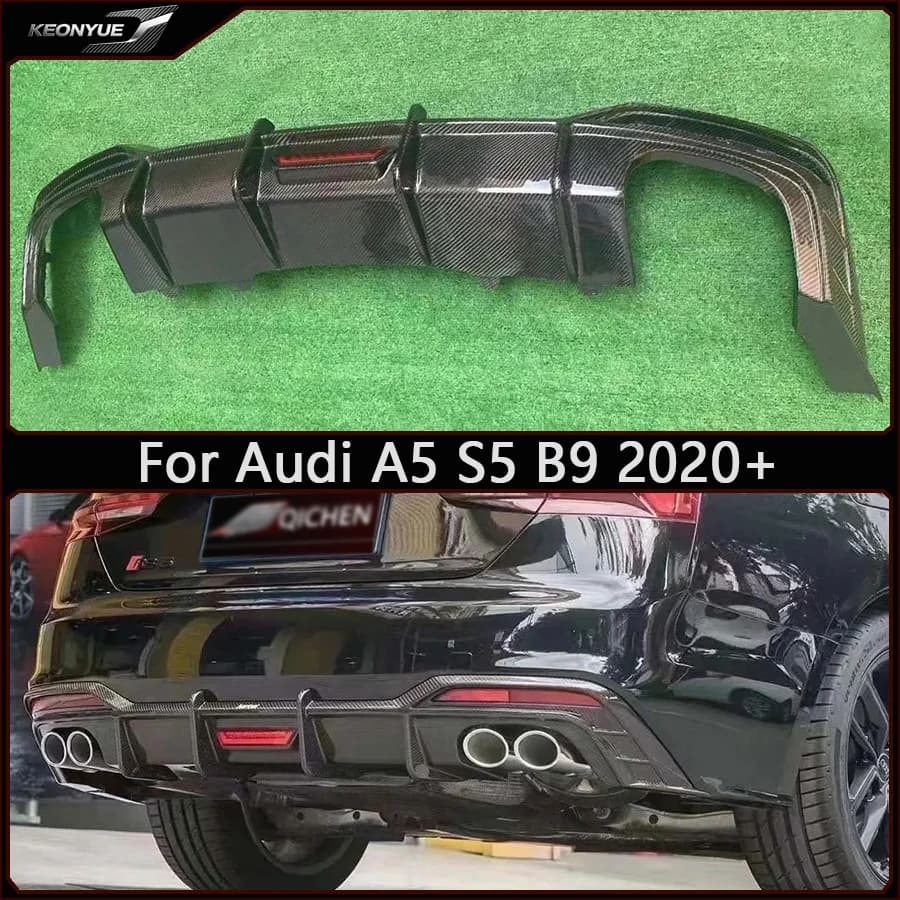 For Audi A5 S5 B9 2020+ Carbon Fiber Back lip Car Rear Bumper Diffuser Rear Splitters Spoiler Car Accessories body kit