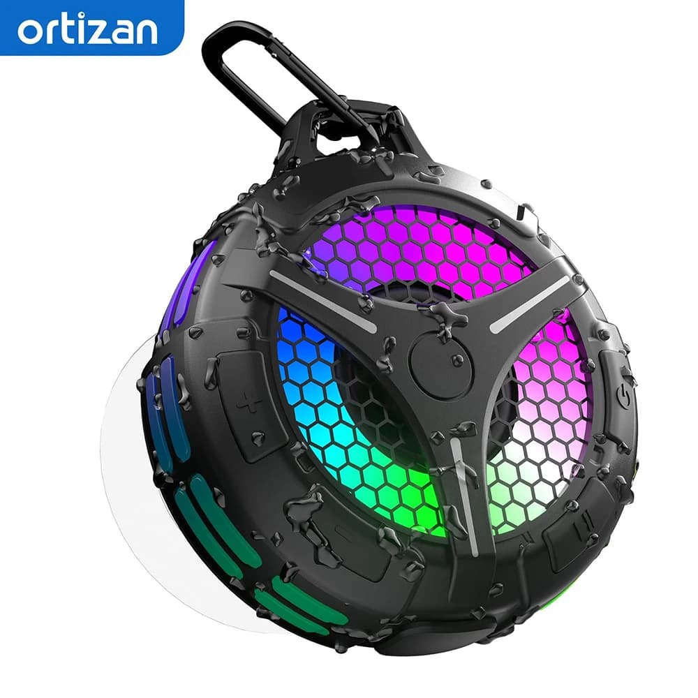Altoparlante Bluetooth, suono stereo per altoparlante da doccia, altoparlanti impermeabili IPX7, altoparlante portatile con ventosa e gancio, luci a LED