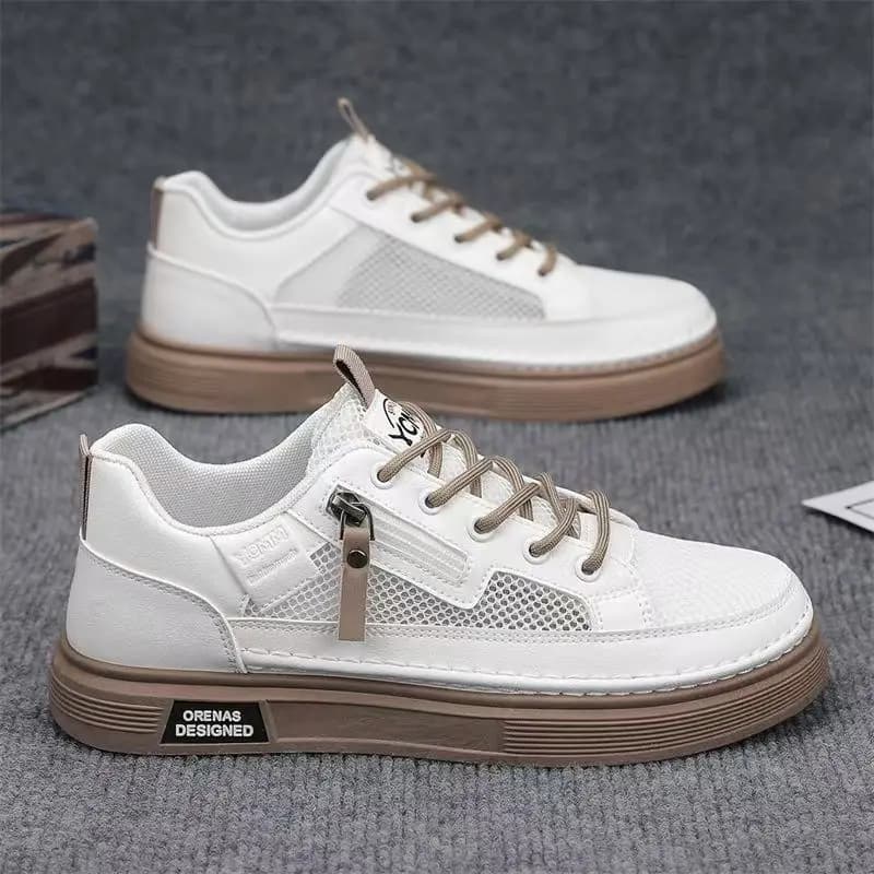 Casual Mesh Table Shoes New Spring Summer Men's Sole Thick Anti-Slip Round Toe Sport Shoes Casual Stringed Small White Shoes