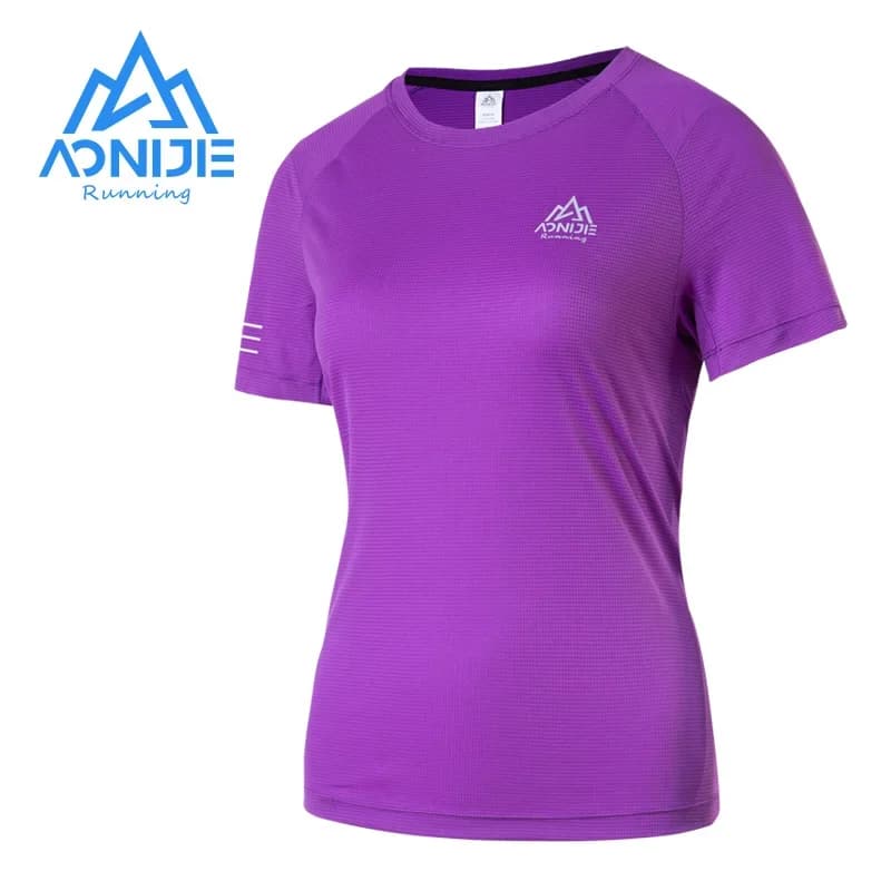 AONIJIE FW5135 maglietta sportiva da donna leggera ad asciugatura rapida collo tondo top manica corta per corsa palestra tempo libero