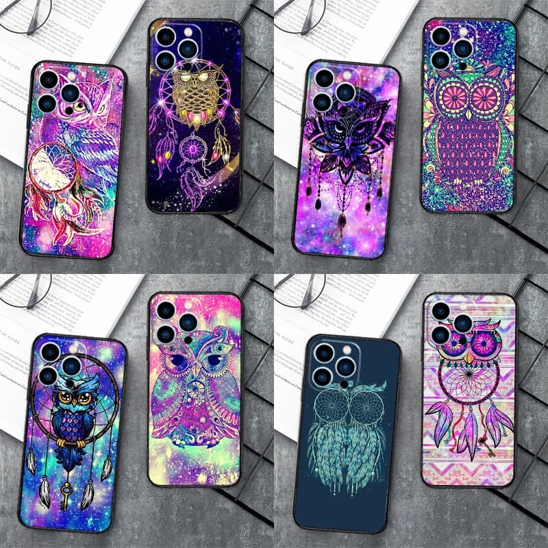 Dream Catcher Drawings Feather Owl Case For iPhone 16 15 13 12 Mini 11 14 Pro Max XS Max X XR Plus Soft Phone Cover