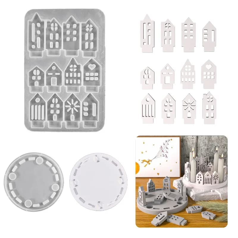 Resin Silicone Mold Set, European Hollow House Silicone Mold, Handmade Dual-Purpose Mold for Epoxy Resin And Gypsum