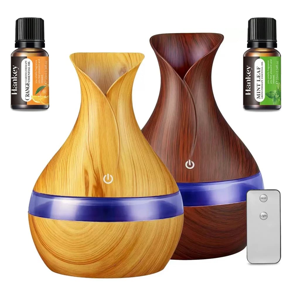 Umidificatore silenzioso alimentato tramite USB da tavolo a 2 colori Diffusore di oli essenziali da 300 ml con spegnimento automatico, luce notturna a 7 colori per la casa
