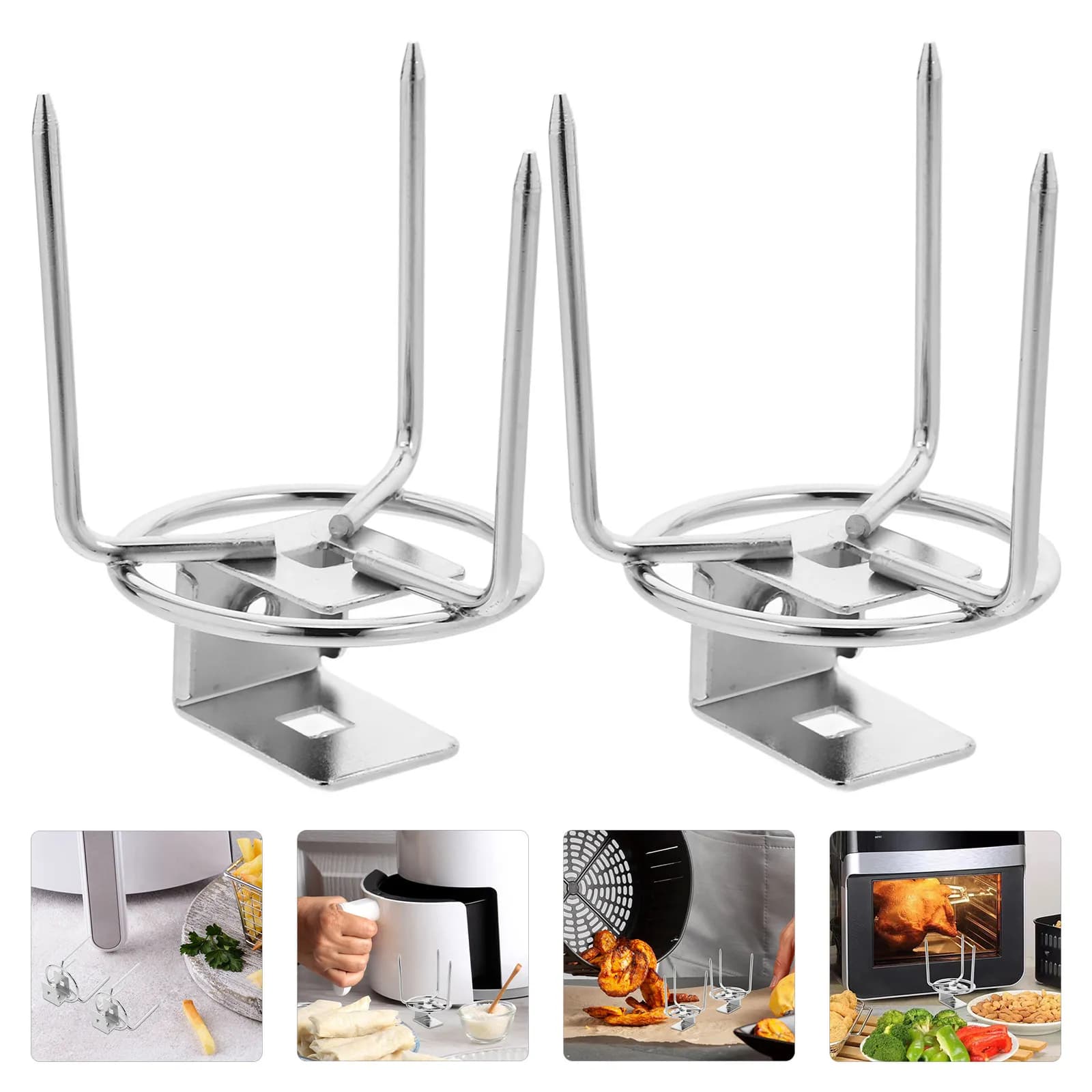 2 Forks for Resistent Stainless Steel Rotor, Barbecue Accessories, Grill, Air Fryer, Oven, for Open Kitchen