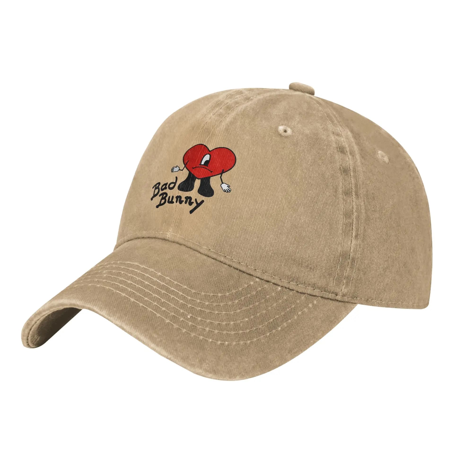 Red Heart Rapper Baseball Cap Fashion Distressed Washed Bad Bunny DTMF Snapback Hat Unisex Outdoor Summer Gift Caps Hat