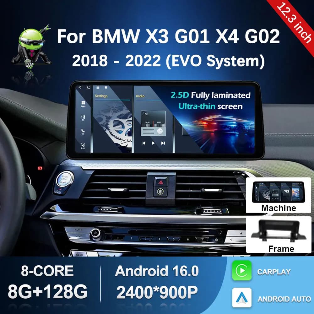 Navigatore GPS Android 16 per BMW X3 G01 X4 G02 2018 - 2022 Sistema EVO Carplay Wireless Autoradio Lettore Multimediale BT WiFi DSP Stereo