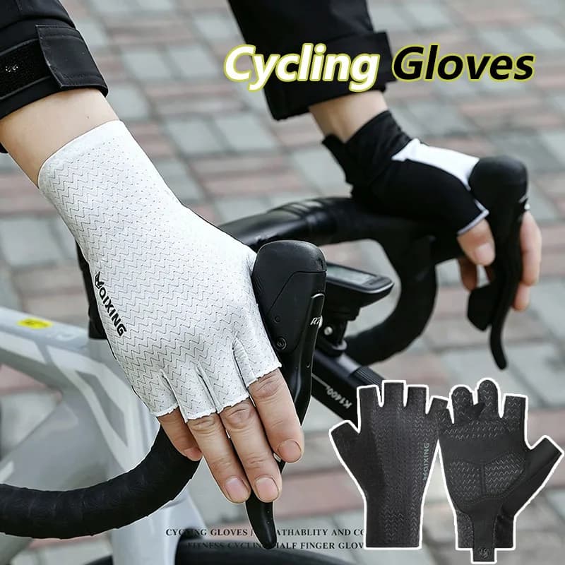 Guanti da Ciclismo Corti Senza Dita, Antiscivolo, in Tessuto, Mezze Dita, per MTB, Bici da Strada, Sport e Corse
