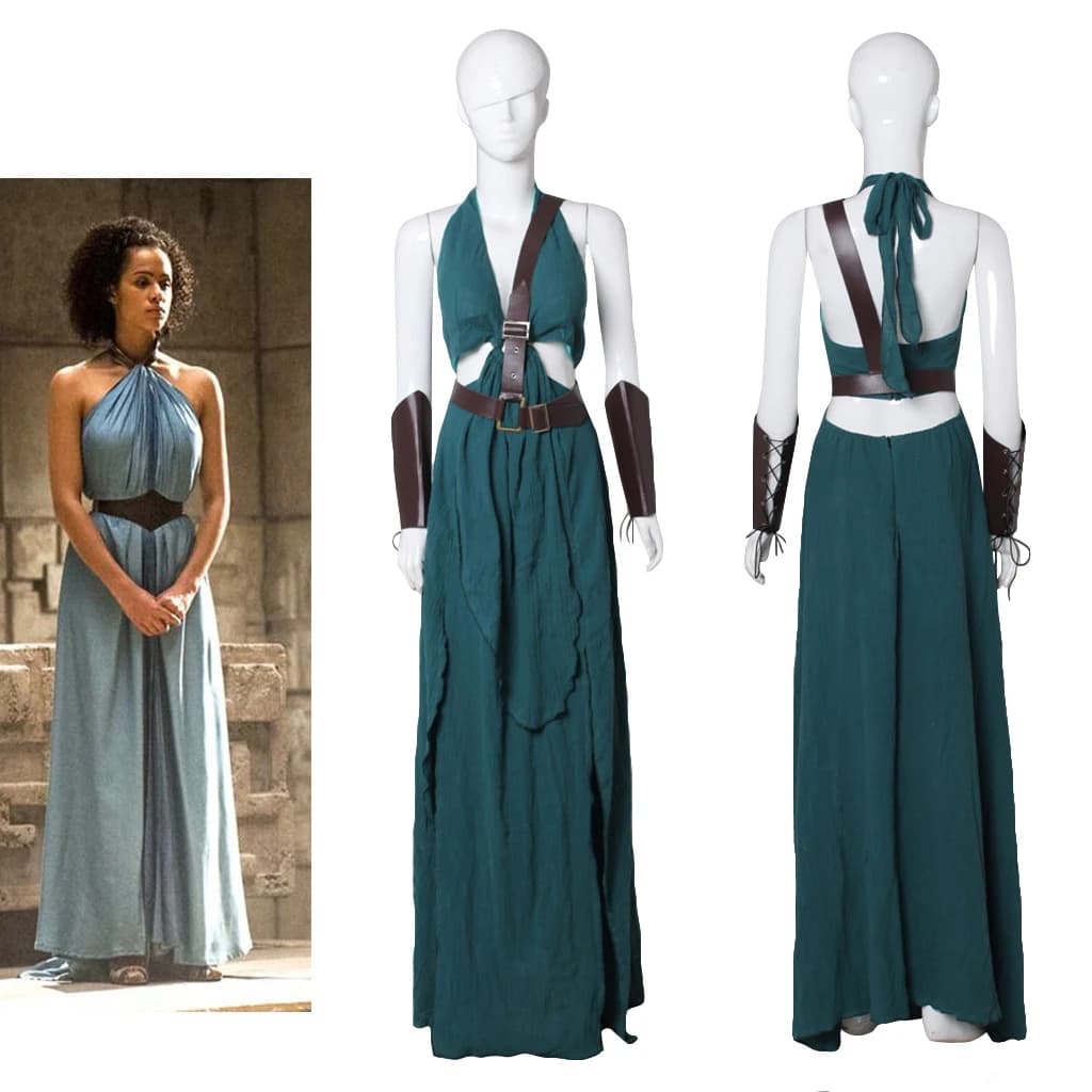 TV Missandei Cosplay Daenerys Handmaiden Costume Donne Sexy Retro Guerriero Vestito Vestito di Halloween Party Cacciatrice Travestimento Abito