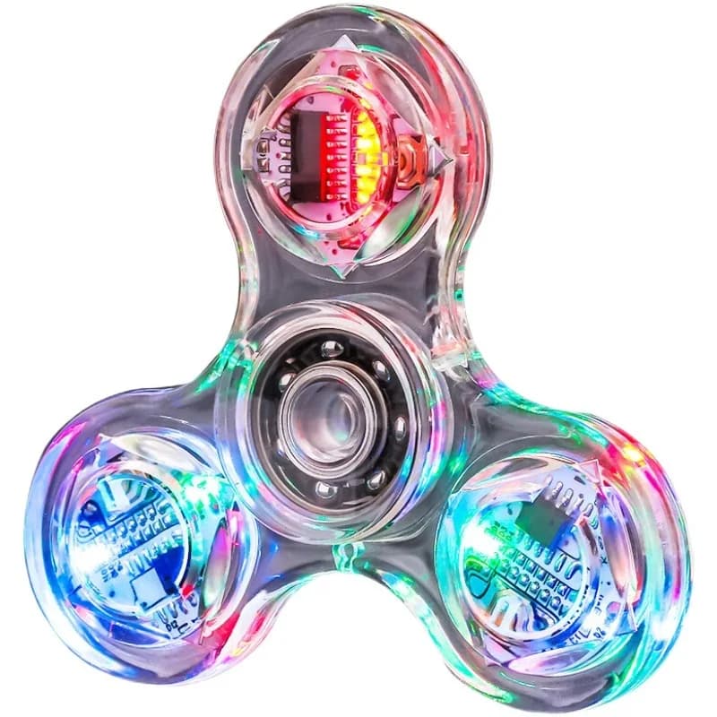 Fidget Spinner LED Luminoso Colorato Trasparente, Giocattolo Antistress per Dita, Giroscopio da Dito, Regalo