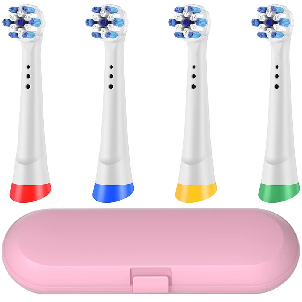 Portable travel brush box and 4 spare heads, compatible with Oral B iO Series electric brushes