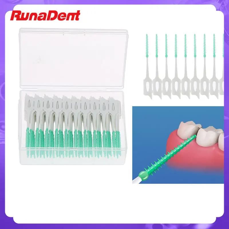 200PCS/5Box Spazzole interdentali in silicone Stuzzicadenti dentali Spazzola tra i denti Stuzzicadenti in silicone con filo Pulizia orale anche