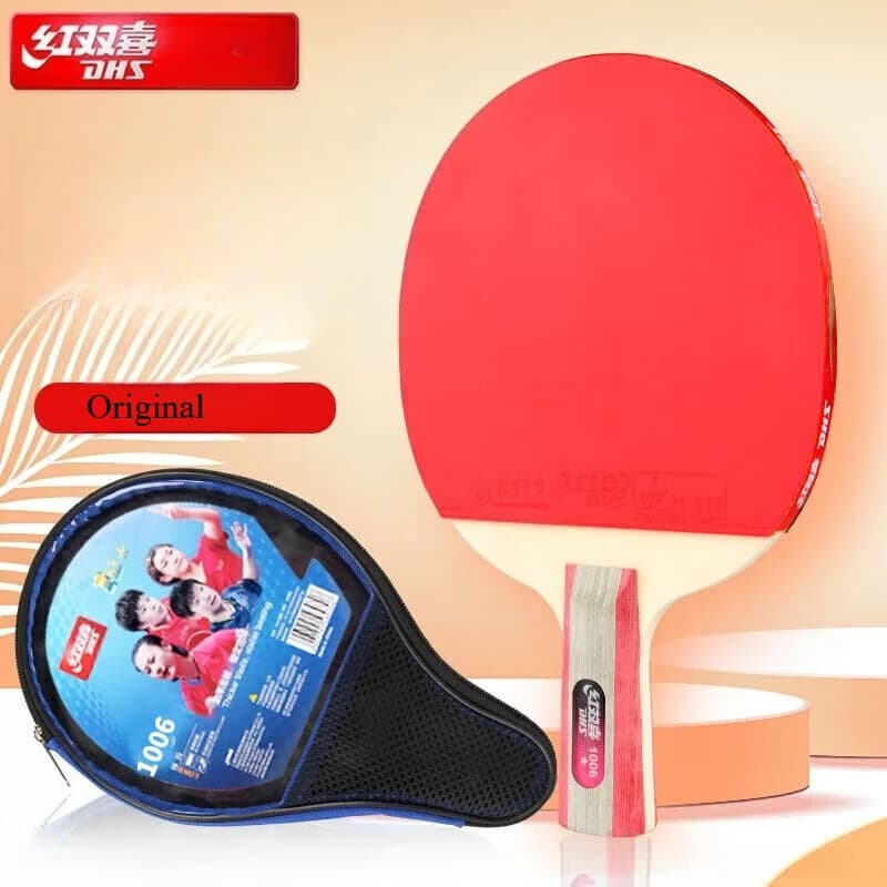 DHS H1006 Racchetta da ping pong Mazza da ping-pong Gioco di allenamento antiscivolo Racchetta Sport Pagaia in legno puro Gomma appiccicosa con palline da borsa