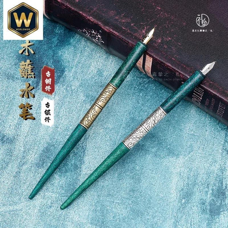 New Year Holiday Gift Creative Retro Wooden Fountain Pen for Students - Calligraphy Practice, Outlining, Fun Dip Pen for Drawing